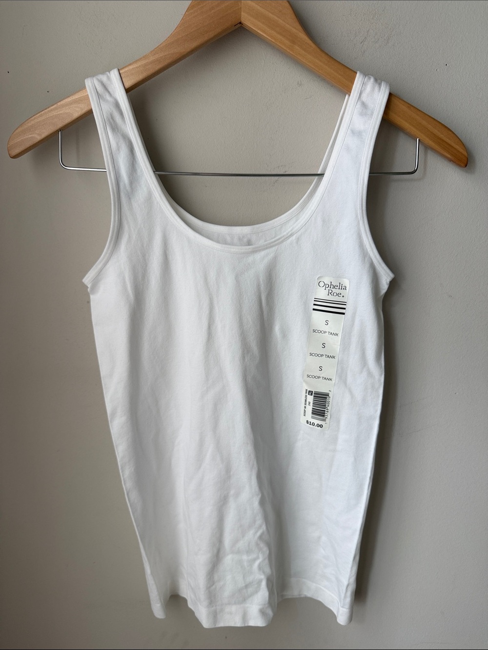 Ophelia Roe White Scoop Neck Seamless Tank Top Stretch Layering Basic NWT